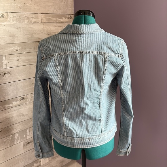 MAX JEANS Blue & White Striped Jean Jacket - Picture 5 of 9